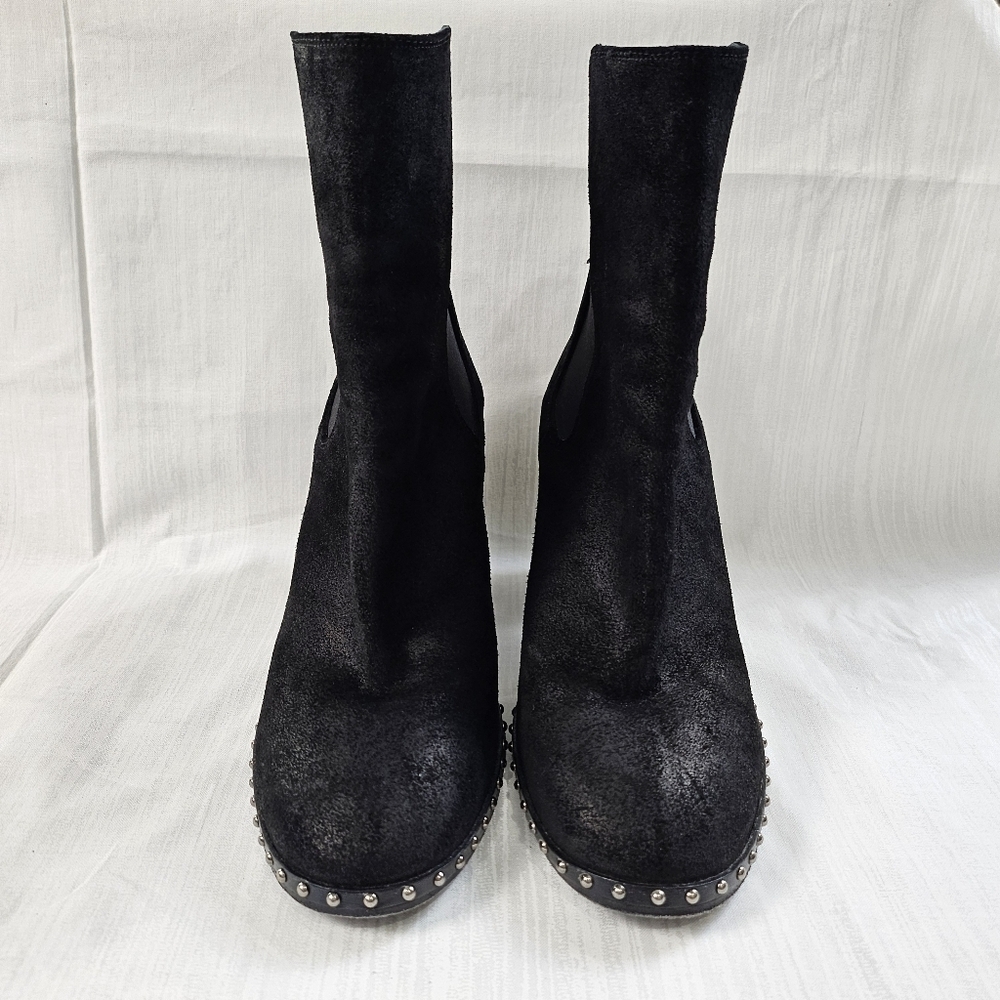 Rag & Bone Black Suede Studded Chelsea Booties Size 39 - Picture 3 of 16